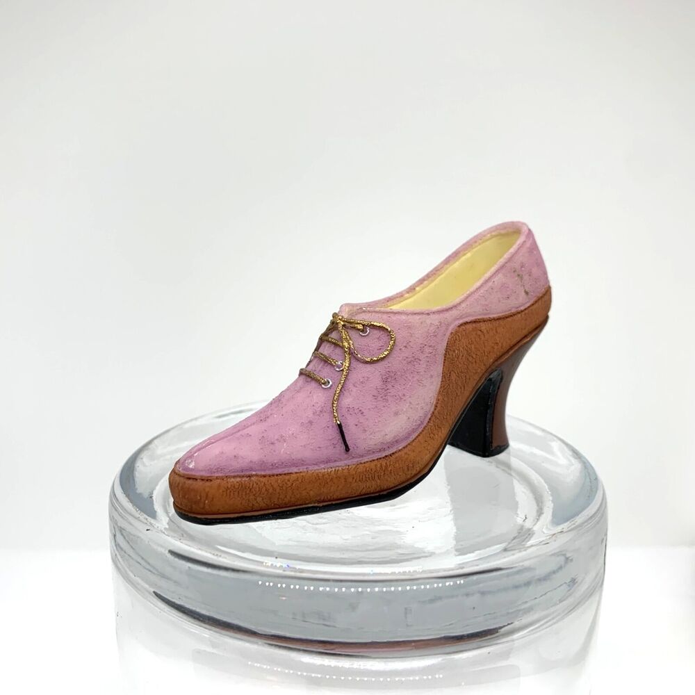 Collectible Miniature High Heel Saddle Shoe Decoration Pink Brown